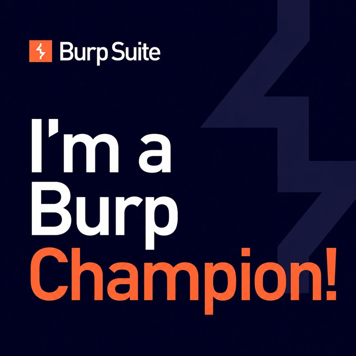 The 'I'm a Burp Champion!' announcement graphic that new Champions share when they accept the programme